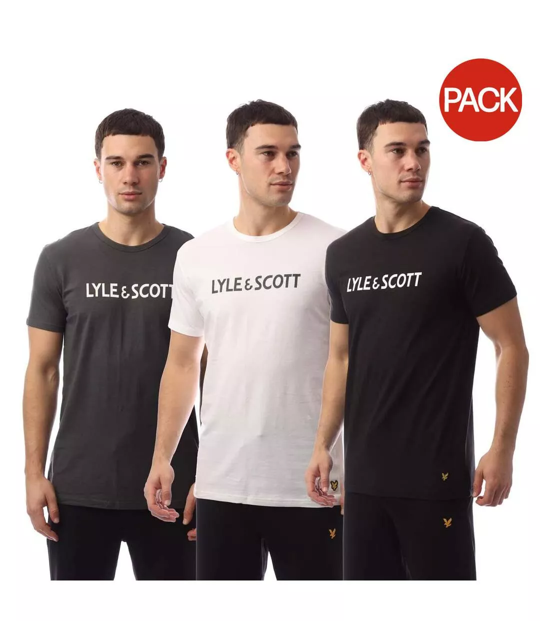 Pack Of 3 Mens Printed T-shirt Black Lyle & Scott