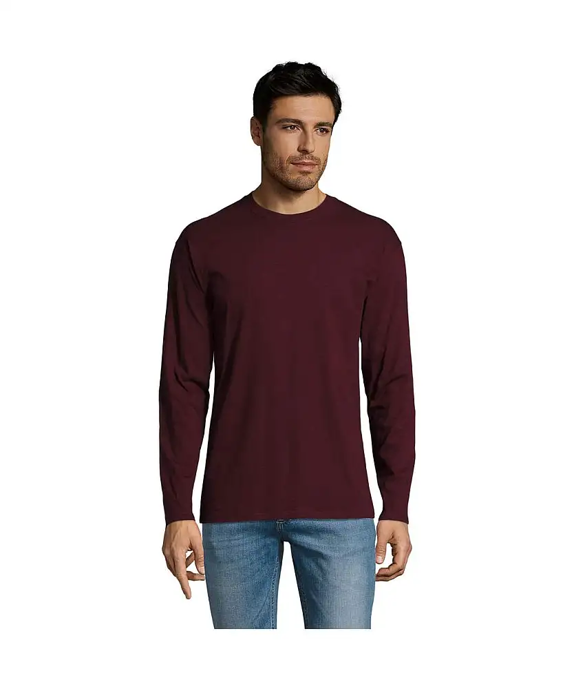 Mens Monarch Long-sleeved T-shirt Oxblood SOLS