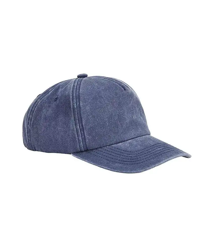 5 Panel Relaxed Fit Cap Vintage Denim Beechfield