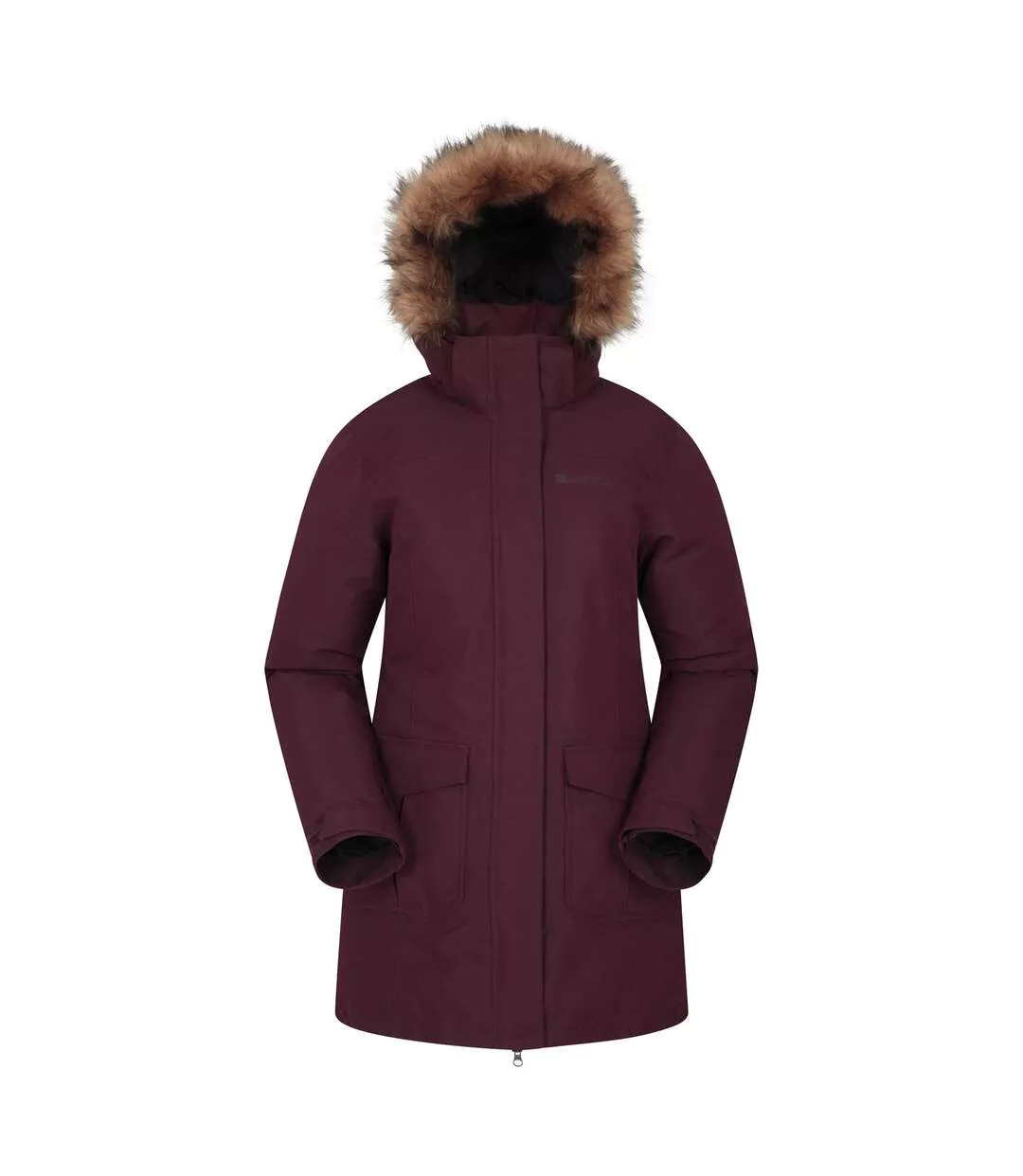 Womens/ladies Tarka Ii Long Padded Jacket Burgundy Mountain Warehouse