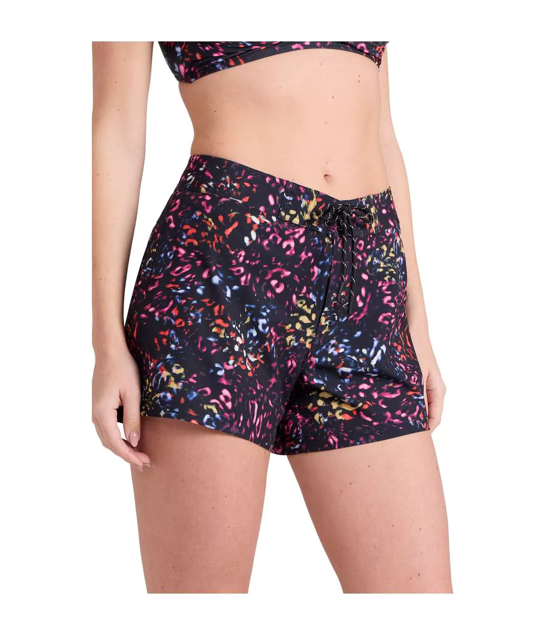Womens/ladies Aurora All-over Print Board Shorts Jet Black Animal