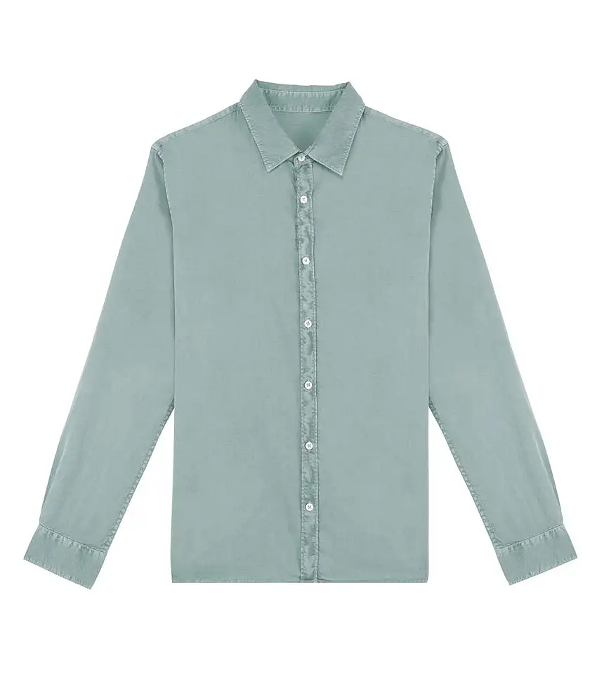Womens/ladies Washed Long-sleeved Shirt Jade Green Native Spirit