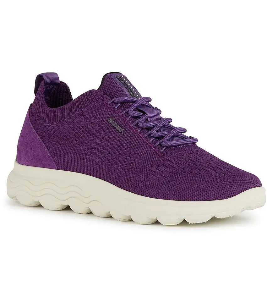Womens/ladies Spherica Leather Trainers Purple Geox