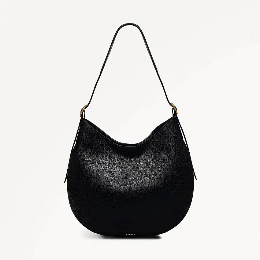 Kensington Place Leather Open Top Shoulder Bag in Black - 110161
