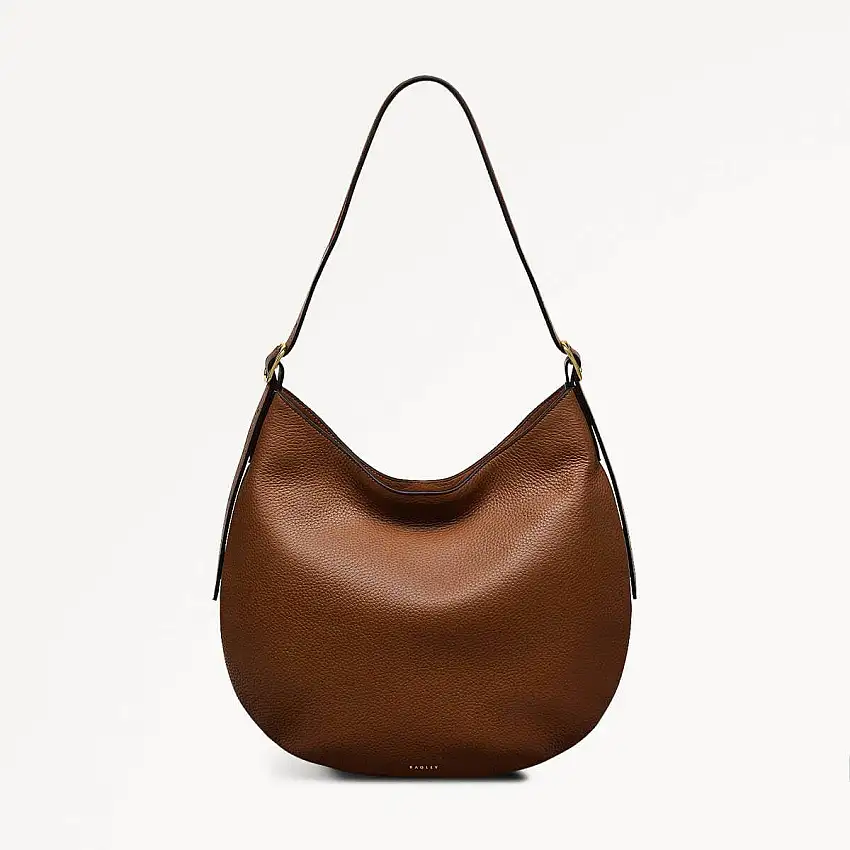 Kensington Place Leather Large Open Top Shoulder Bag in Saddle - 110162