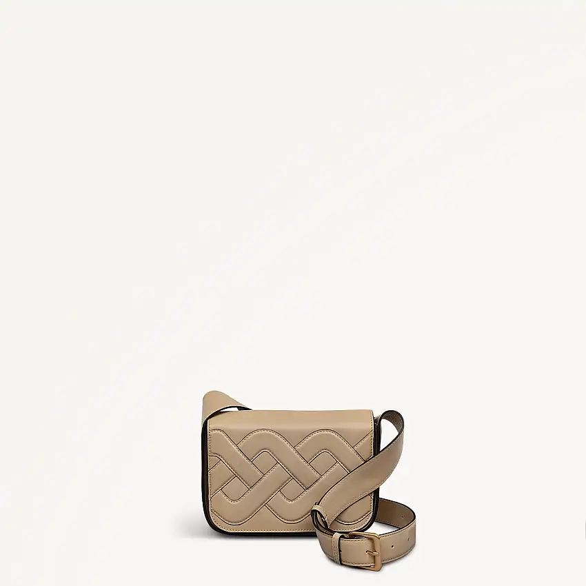 Westwell Leather Small Flapover Crossbody Bag in Stone - 110177