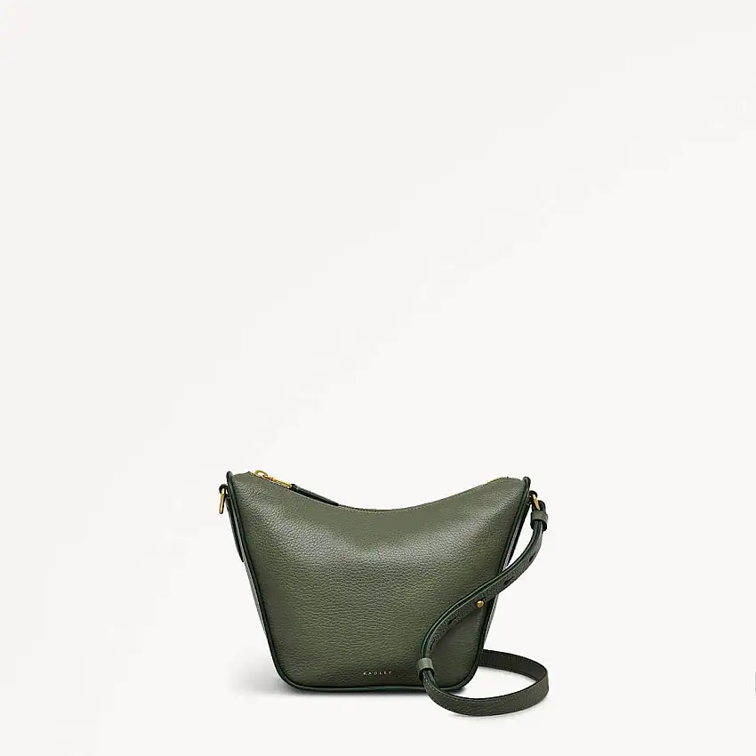 Oak Street Leather Small Ziptop Crossbody Bag in Dark Olive - 110185