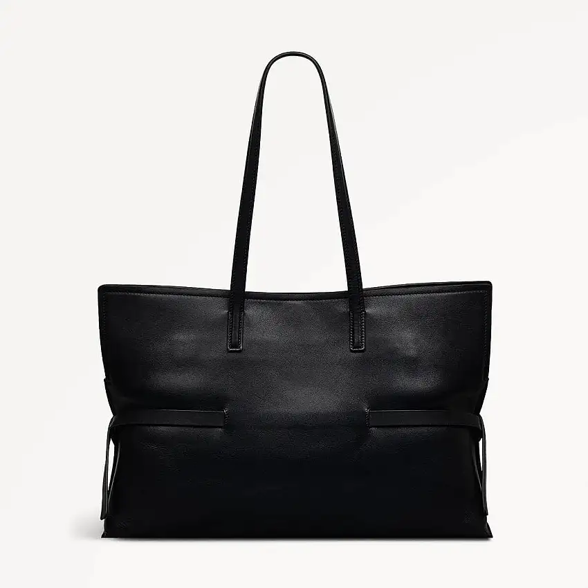 Fleet Street Leather Medium Open Top Tote Bag in Black - 110304
