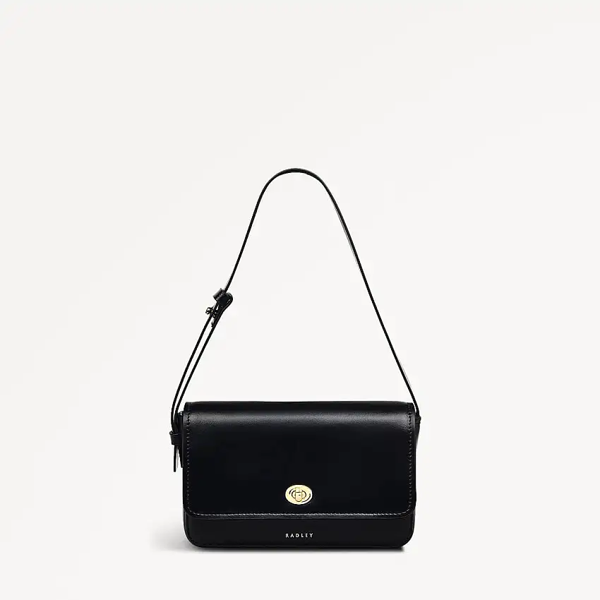 Magpie Lane Leather Small Flapover Shoulder Bag in Black - 110396