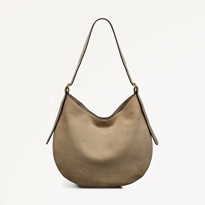 Kensington Place Leather Large Open Top Shoulder Bag in Stone - 110678