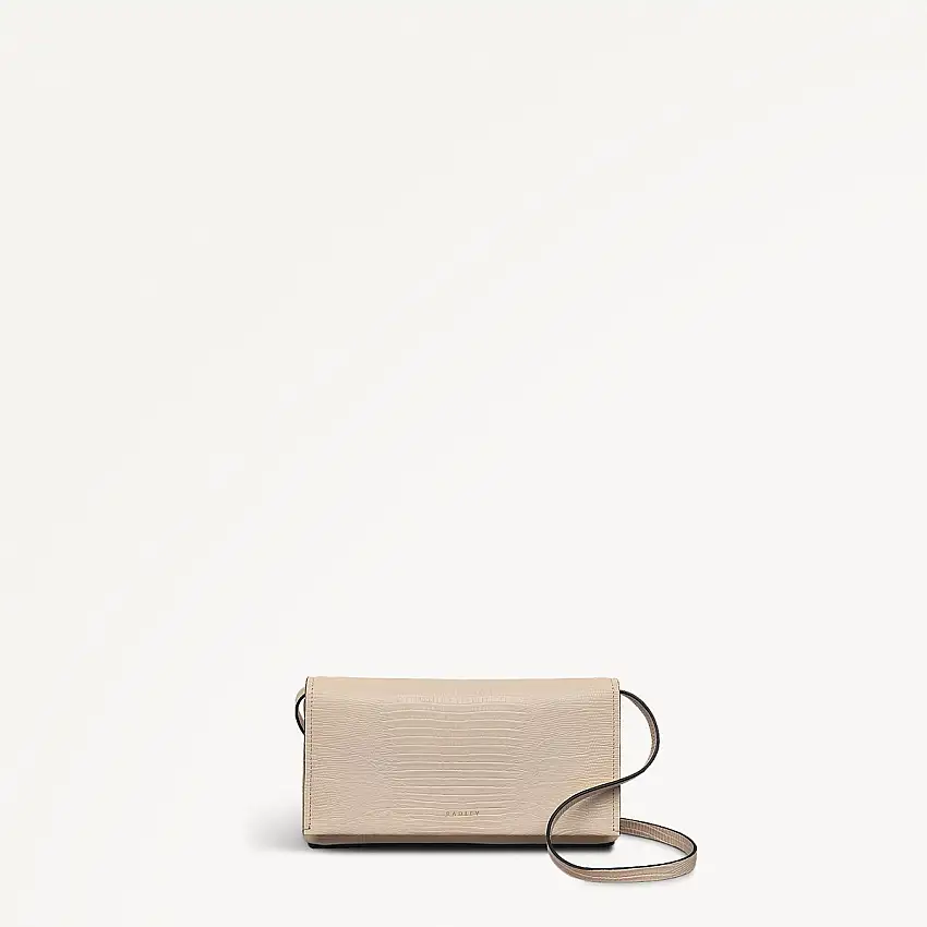 Lexington Lane Leather Small Flapover Crossbody Bag in Oat Milk - 111197