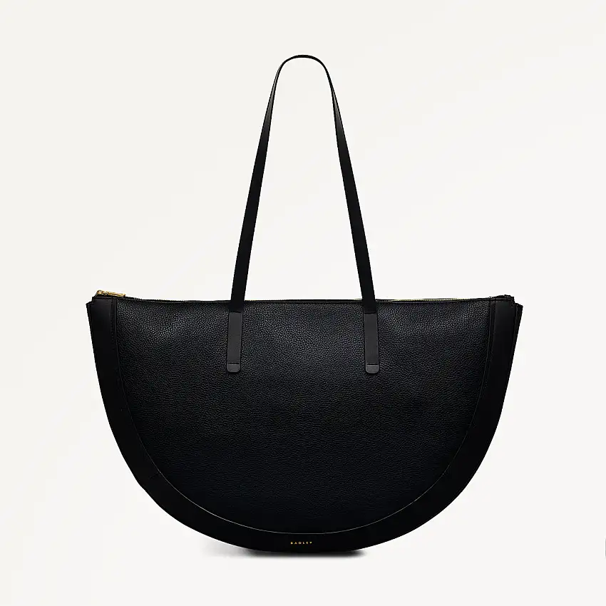 Merchant Hall Leather Large Ziptop Shoulder Bag in Black - 111205