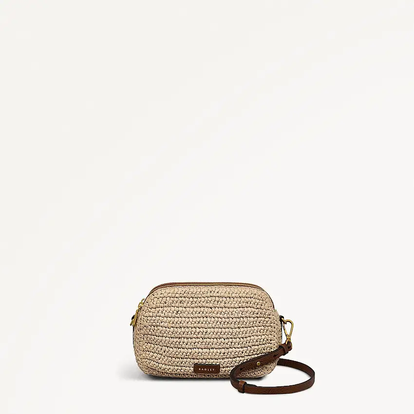 Dukes Place Leather Medium Ziptop Cross Body Bag in Natural - 111374