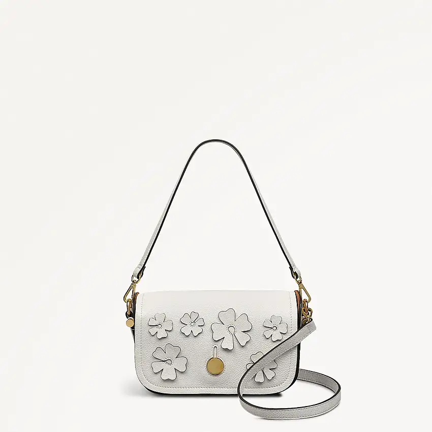 Bathurst Mews Leather Small Flapover Cross Body Bag in Chalk - 111395