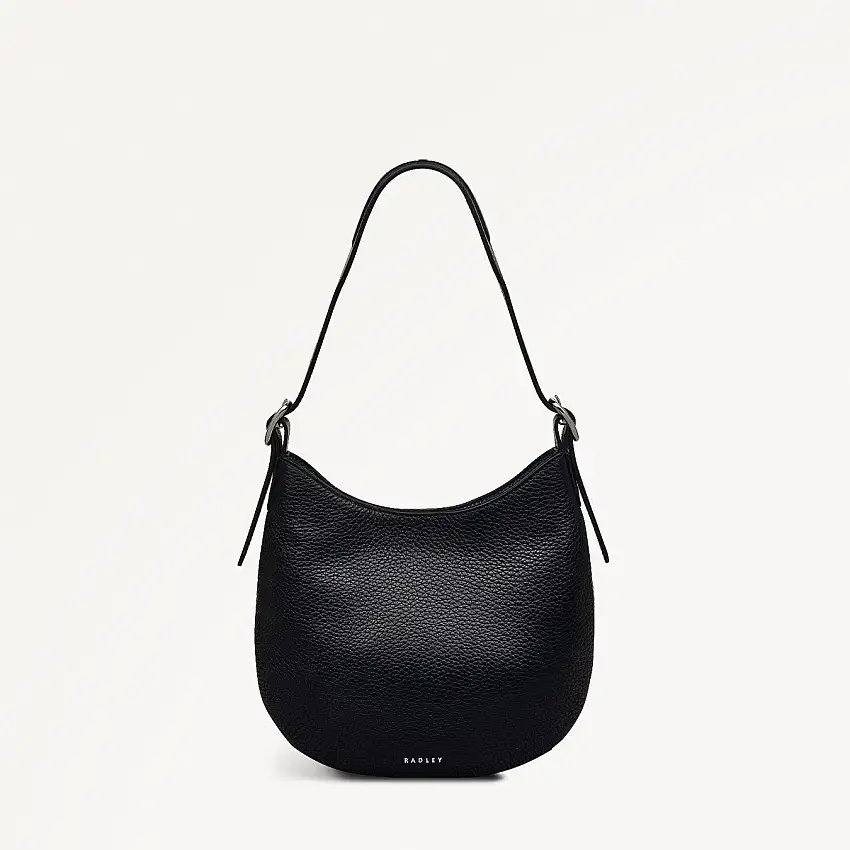 Kensington Place Leather Small Open Top Shoulder Bag in Black - 111396