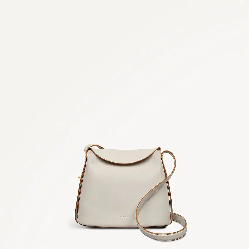 Lattimer Place Leather Small Flapover Cross Body Bag in Chalk - 111433