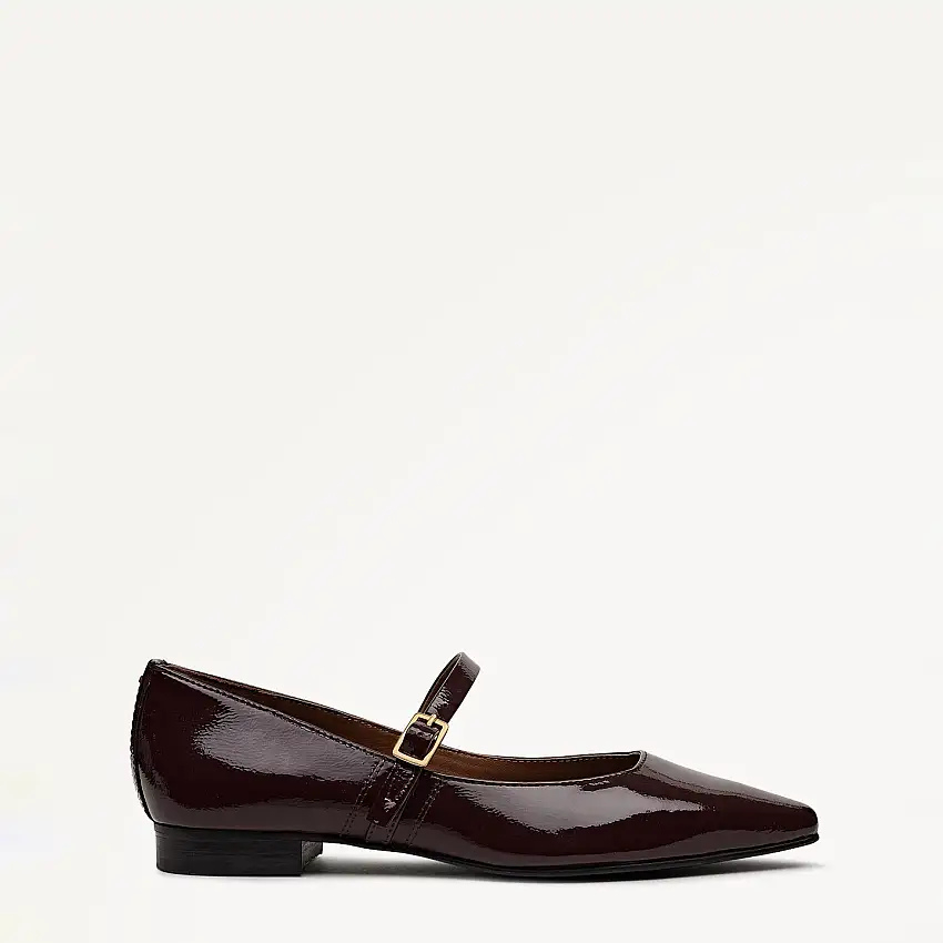 Patent Avenue Chip Toe Mary Jane Flat Bordeaux - 112532