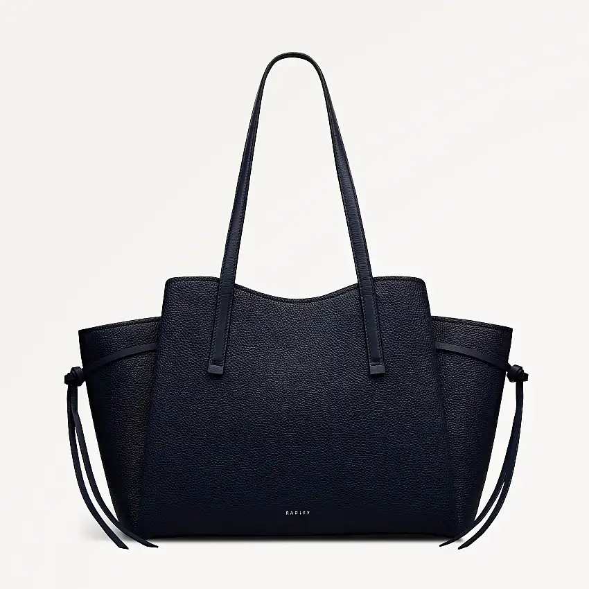 Blake Gardens Leather Large Ziptop Tote Bag in Ink - 112735