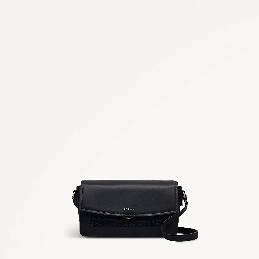 Albert Road Leather Small Flapover Cross Body Bag in Black - 112741
