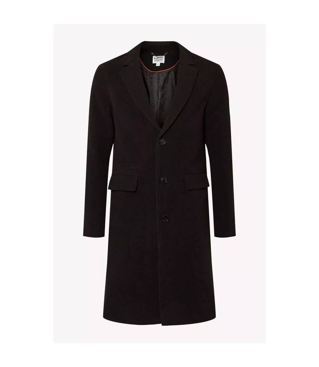 Mens Signature Three Button Epsom Overcoat Black Burton
