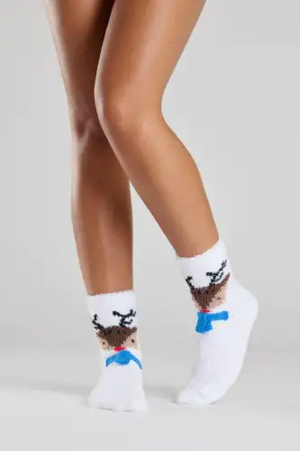 3D Scarf Reindeer Gift Boxed Slipper Socks