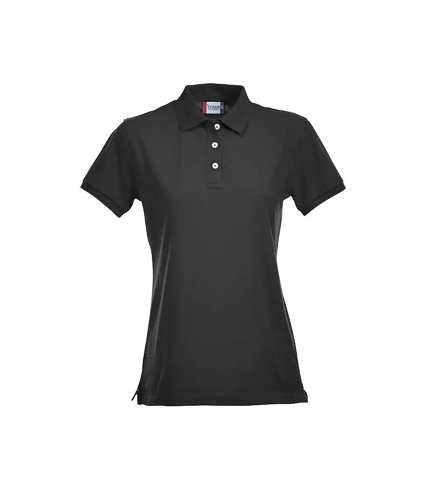 Womens/ladies Premium Stretch Polo Shirt Black Clique