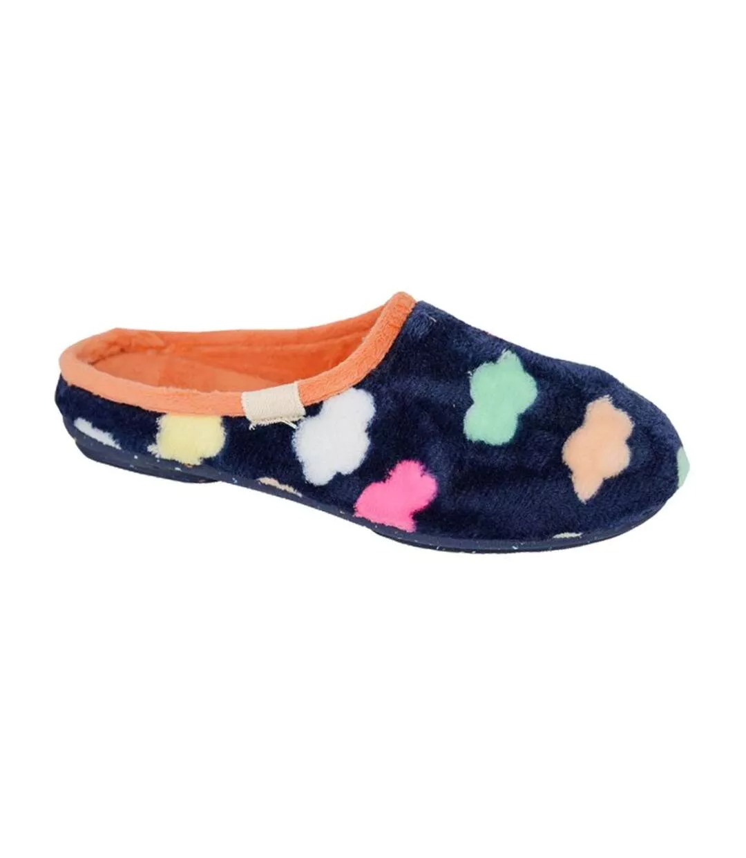 Womens/ladies Sheena Clouds Slippers Navy Blue Sleepers