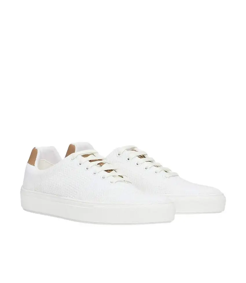 Mens Katie Leather Low Cut Trainers White Boss