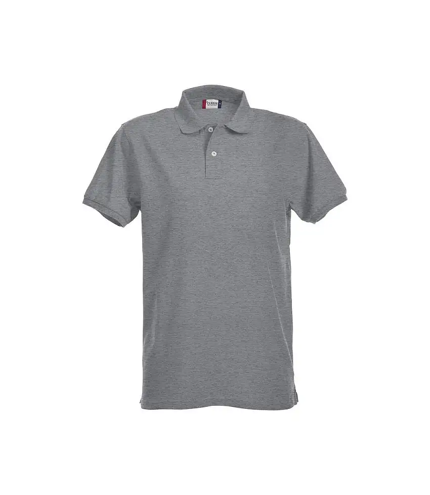 Mens Premium Melange Polo Shirt Grey Melange Clique