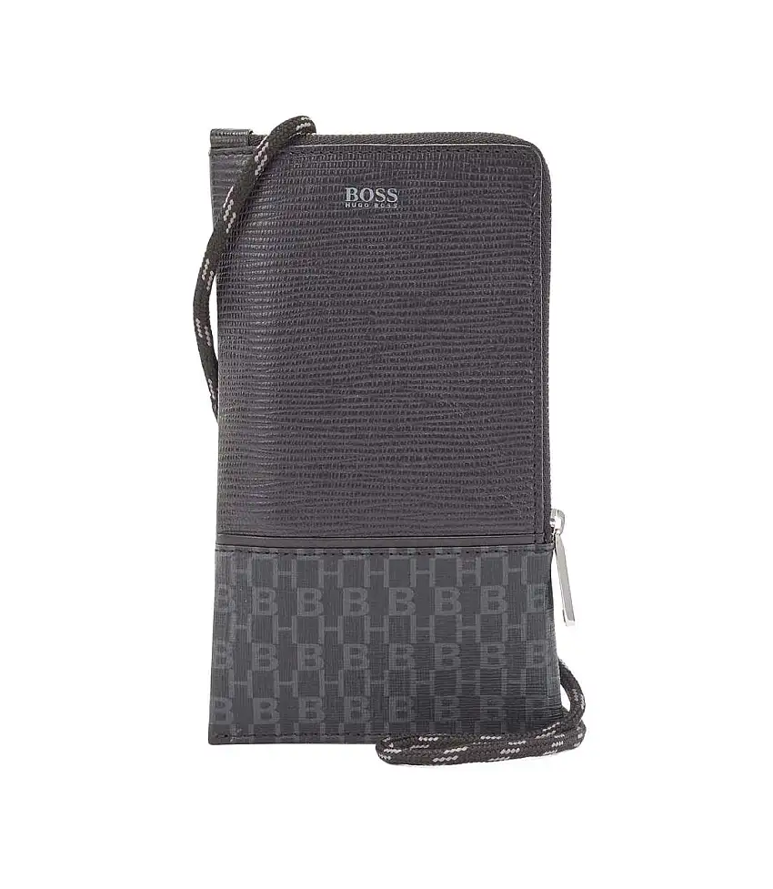 Mens Metropole Leather Mobile Phone Holder One Size Black Boss