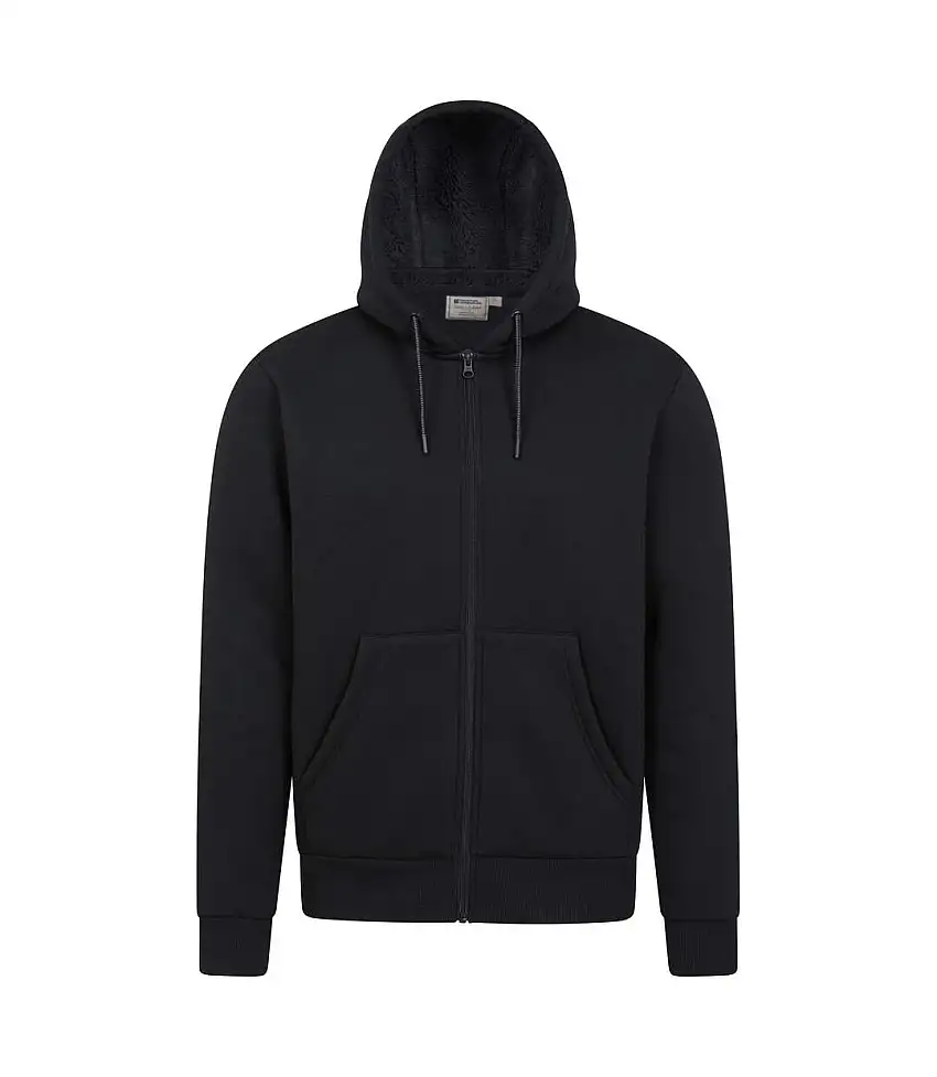 Mens Dalton Borg Lined Full Zip Hoodie Black Mountain Warehouse