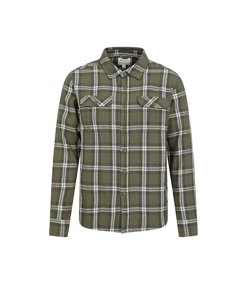 Mens Clyde Checked Shirt Khaki Green Mountain Warehouse