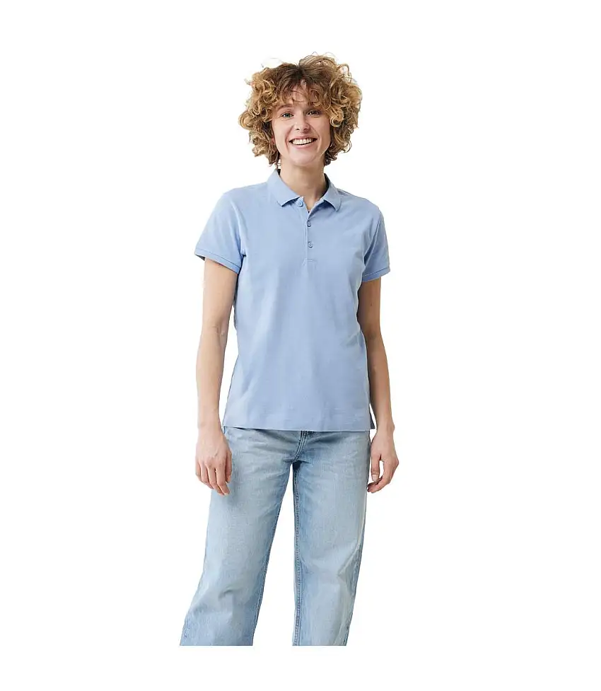 Womens/ladies Yosemite Pique Polo Shirt Sky Blue Iqoniq