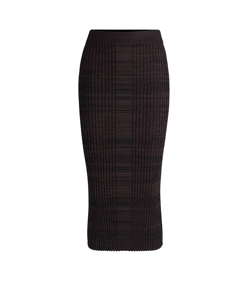 Womens/ladies Farmina Ribbed Knitted Midi Skirt Brown Boss