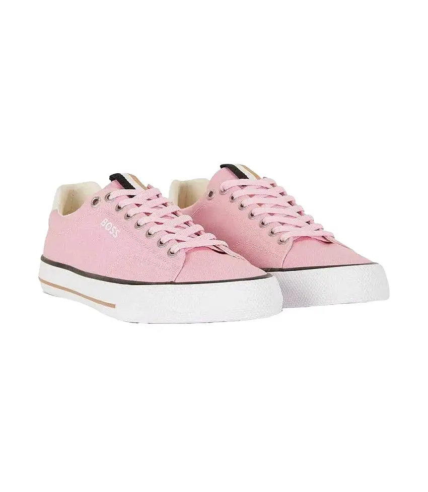 Mens Aiden Leather Tennis Trainers Pink Boss