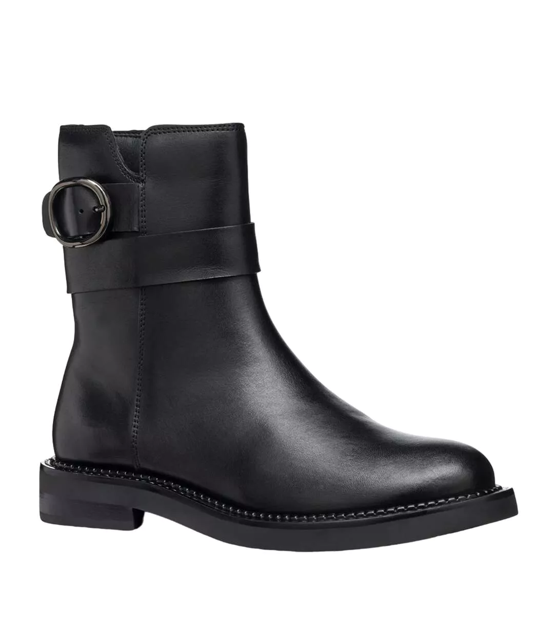 Womens/ladies Serilda Patent Leather Ankle Boots Black Geox