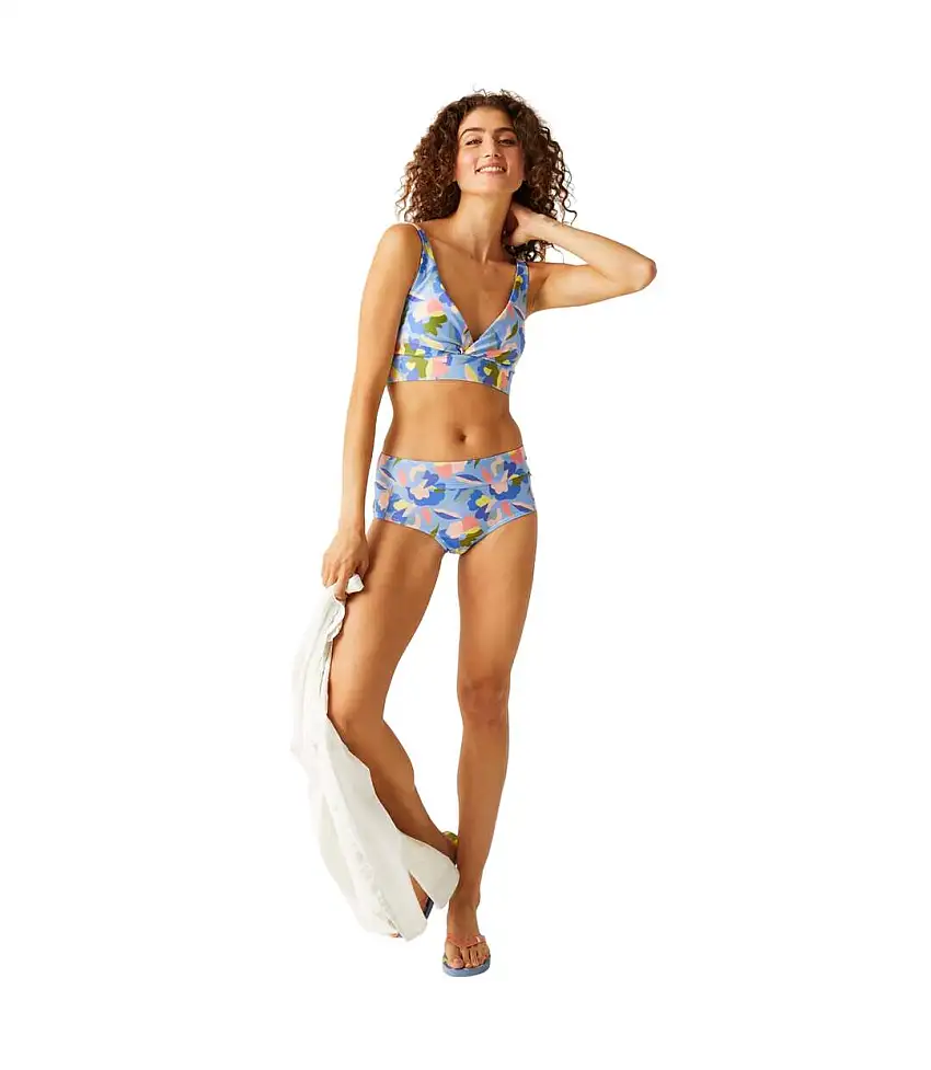 Womens/ladies Paloma Abstract Floral Bikini Top Blue Regatta