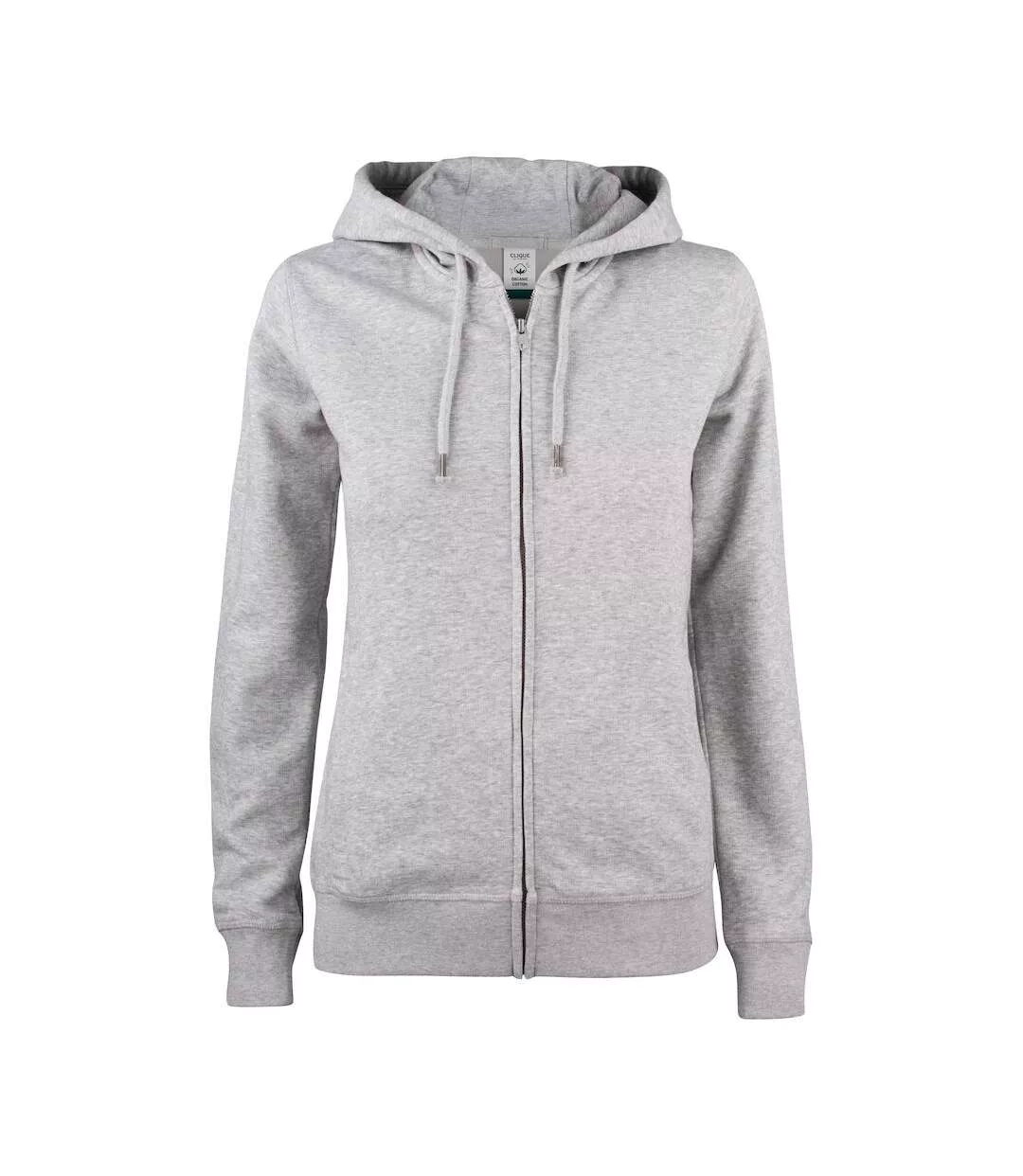Womens/ladies Premium Full Zip Hoodie Grey Melange Clique