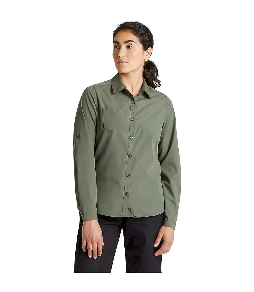 Womens/ladies Expert Kiwi Long-sleeved Shirt Dark Cedar Green Craghoppers