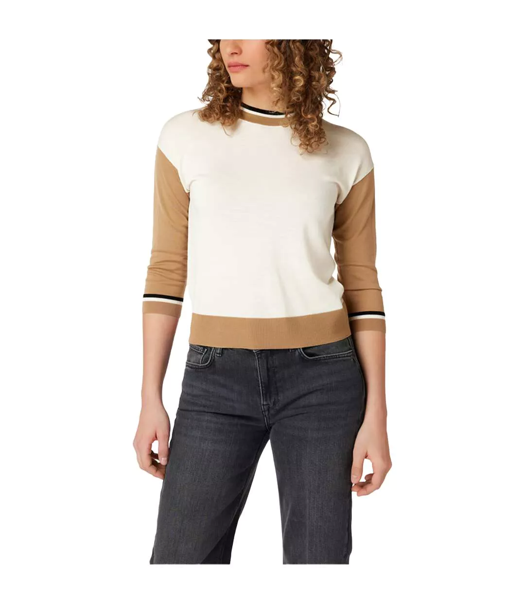 Womens/ladies Faragona Jumper White Brown Boss