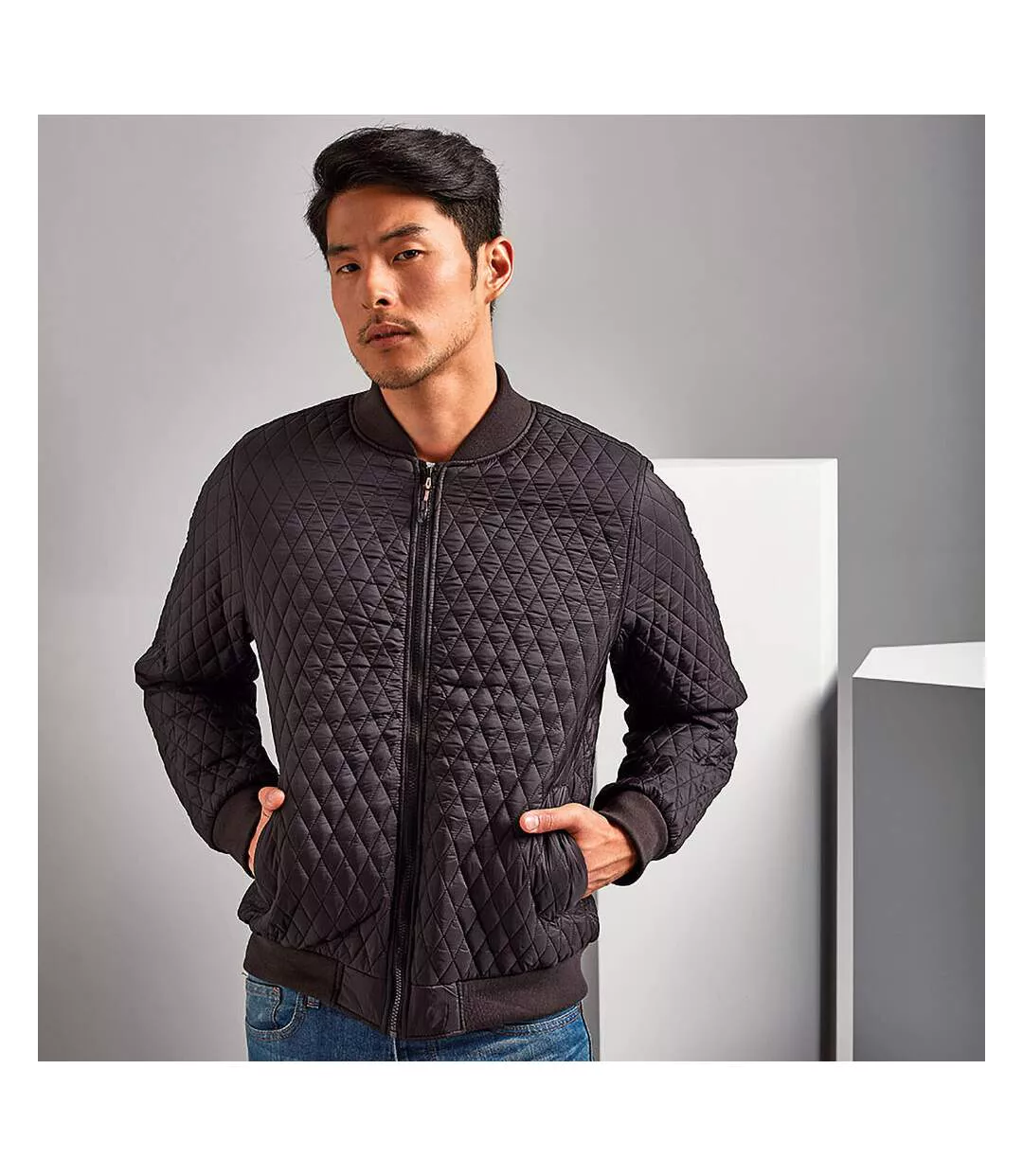 2786 Mens Quilted Zip Up Flight Jacket (Black) - UTRW5342