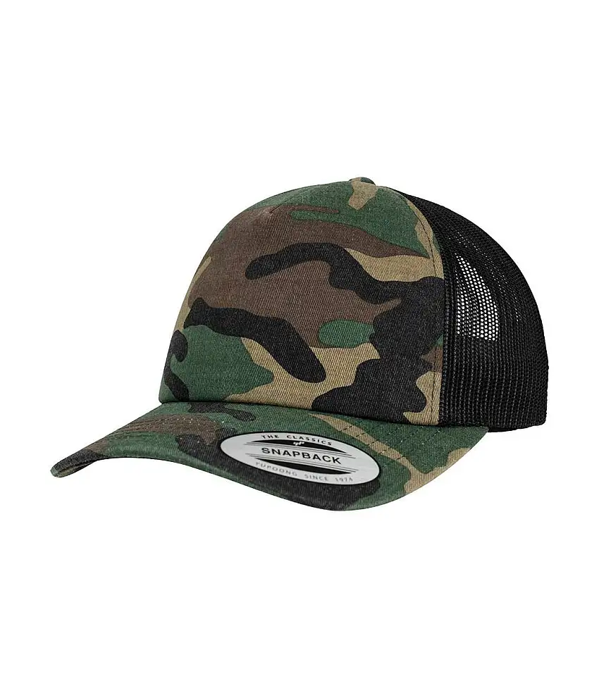 Camo Trucker Cap Wood Camo Black Flexfit