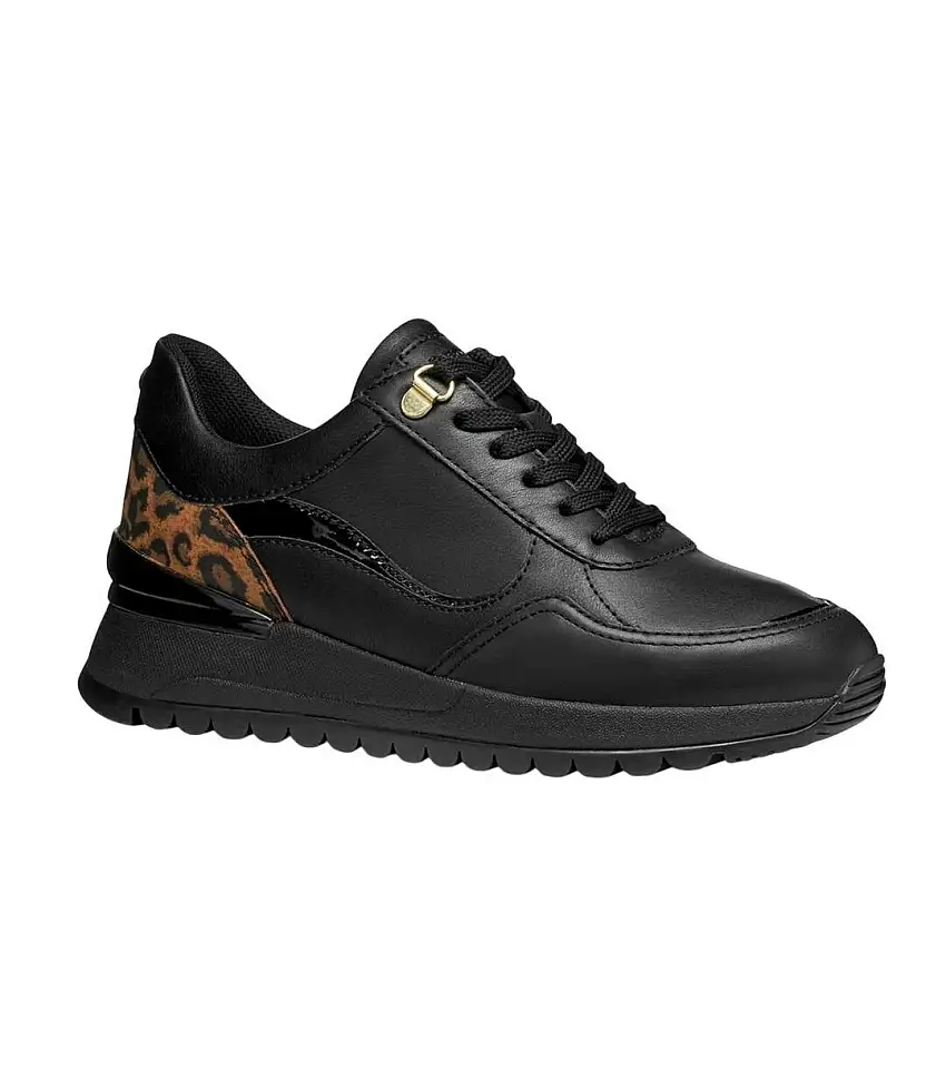 Womens/ladies Desya Nappa Leather Trainers Black Geox