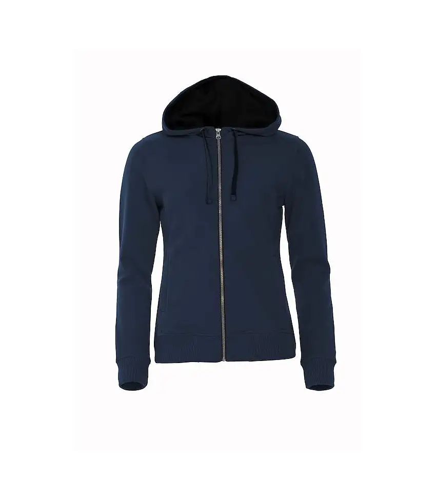 Womens/ladies Classic Full Zip Hoodie Dark Navy Clique