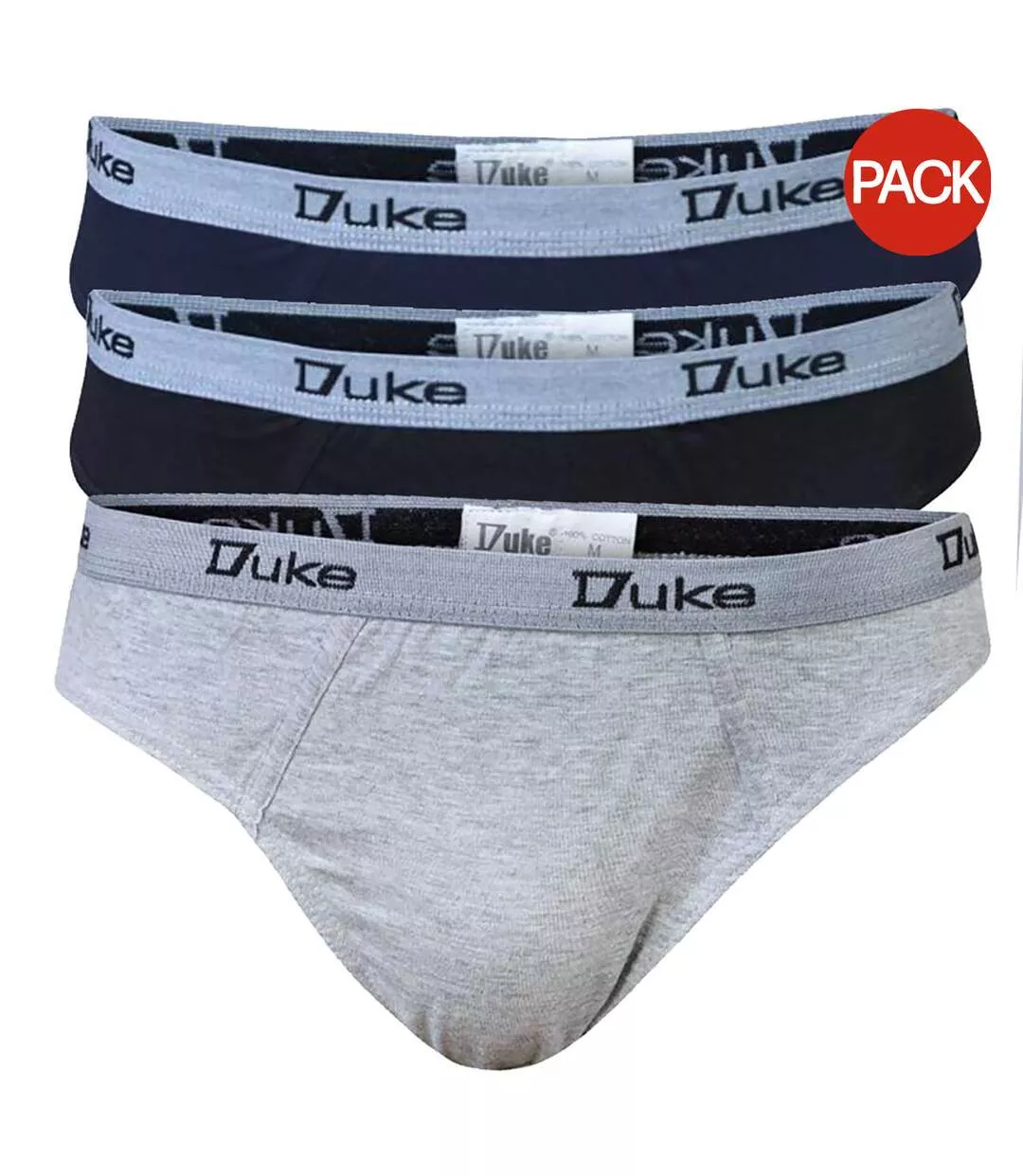 Duke London Mens Kingsize Cotton Jersey Briefs (Pack Of 3) (Black/Grey/Navy) - UTDC107