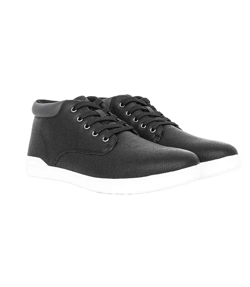 Mens Alistair Leather Trainers Black Crosshatch