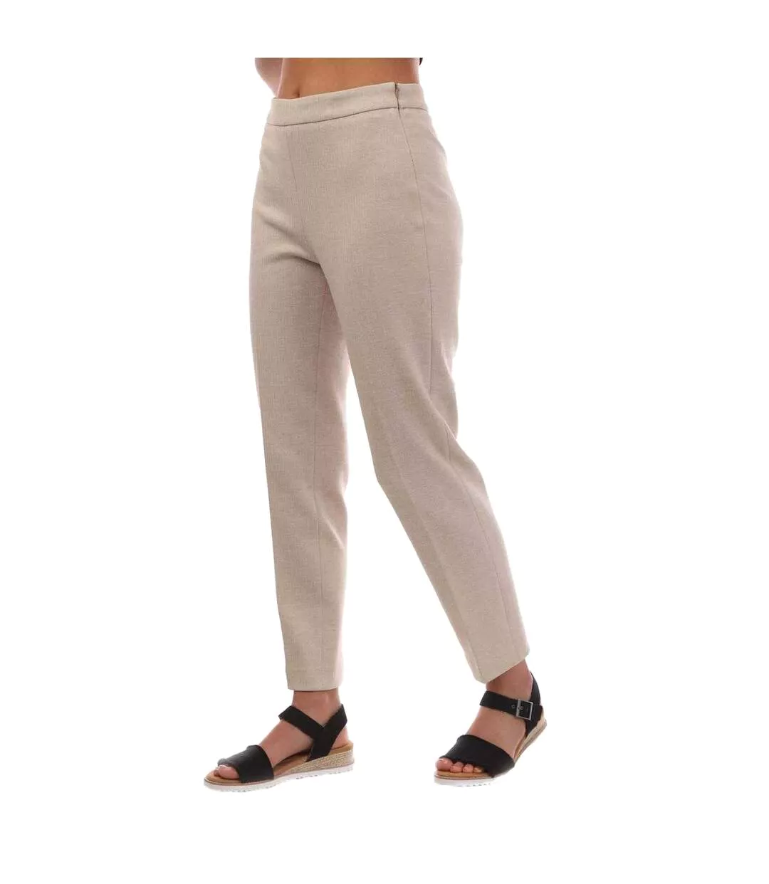 Womens/ladies Tilunara Cropped Regular Trousers Beige Boss