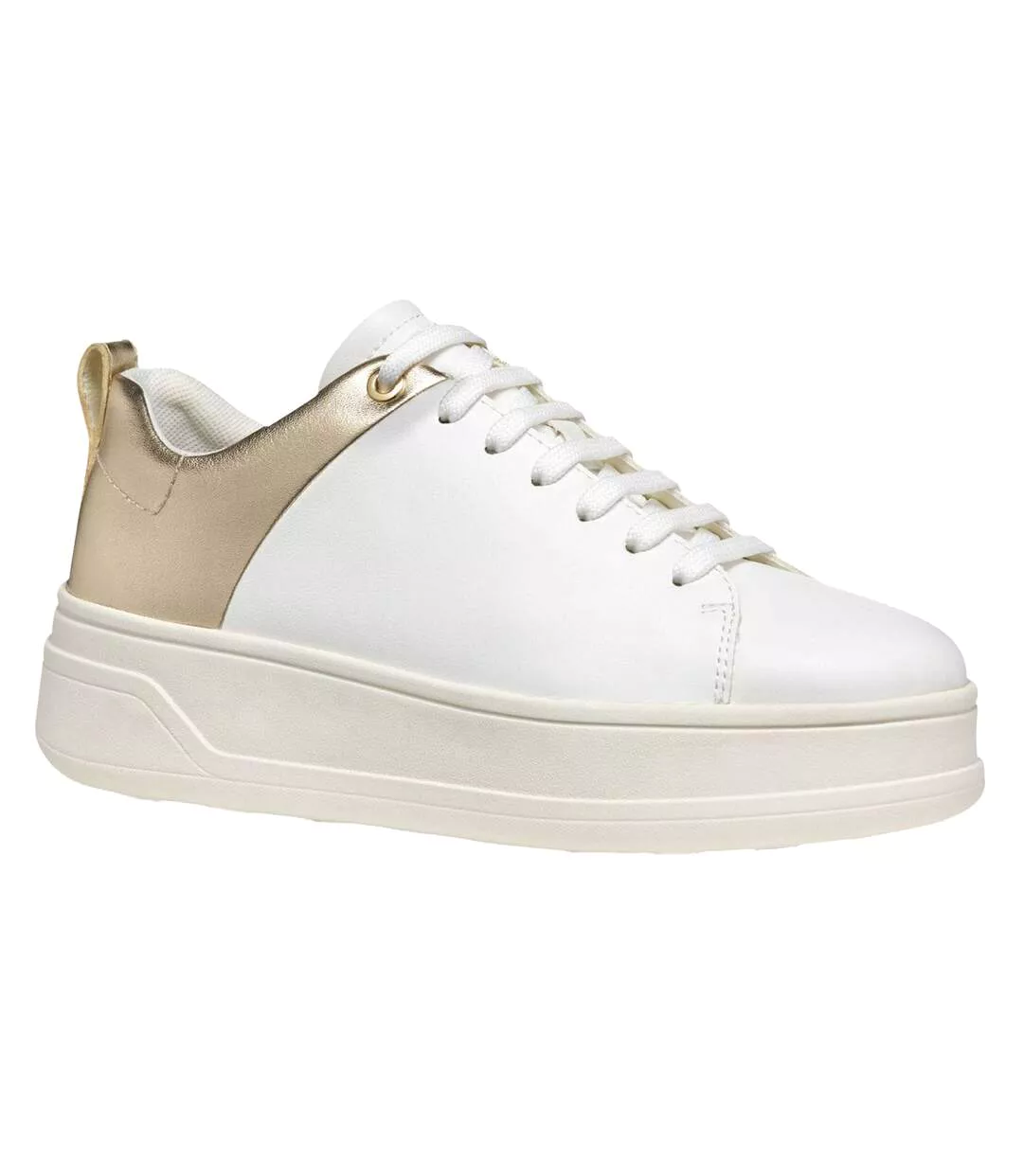 Womens/ladies D Spherica Ecub 2 Trainers White Light Gold Geox