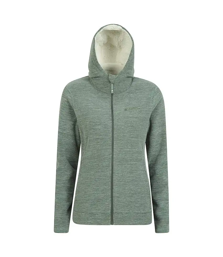Womens/ladies snowdonia fleece full zip hoodie green Mountain Warehouse