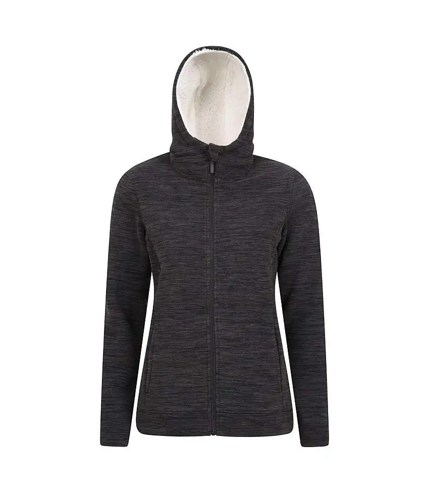 Womens/ladies snowdonia fleece full zip hoodie black Mountain Warehouse